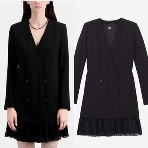 Kooples NWT Black Double-Breasted Blazer Dress With Lace NWT Size: Fr 2  / US 6